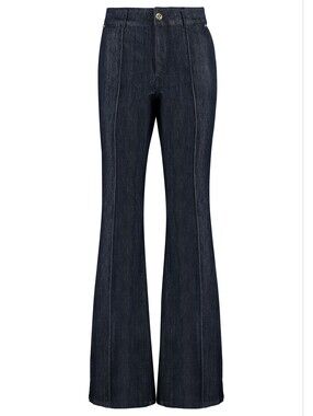 Michael Kors Pintuck Dark Indigo Flare Leg Jeans